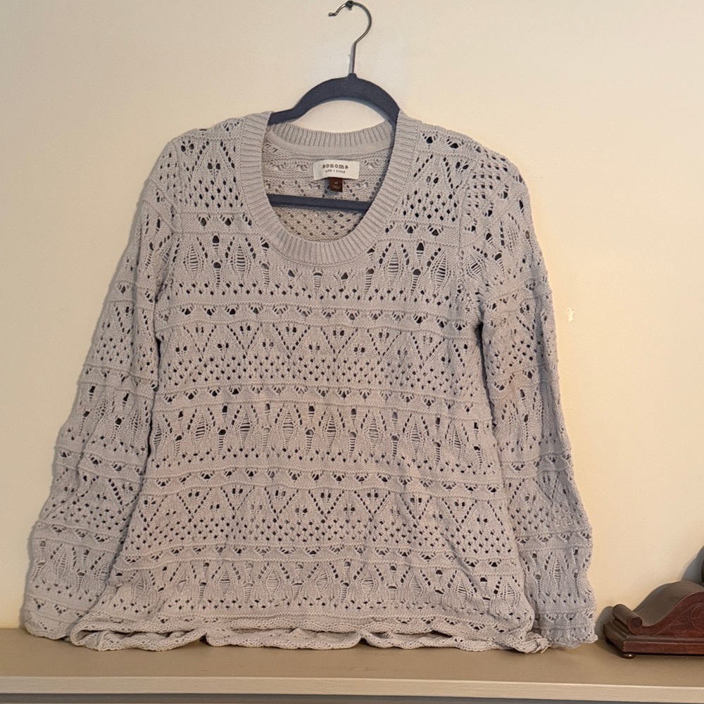 Sonoma Women's Light Gray Knit Sweater